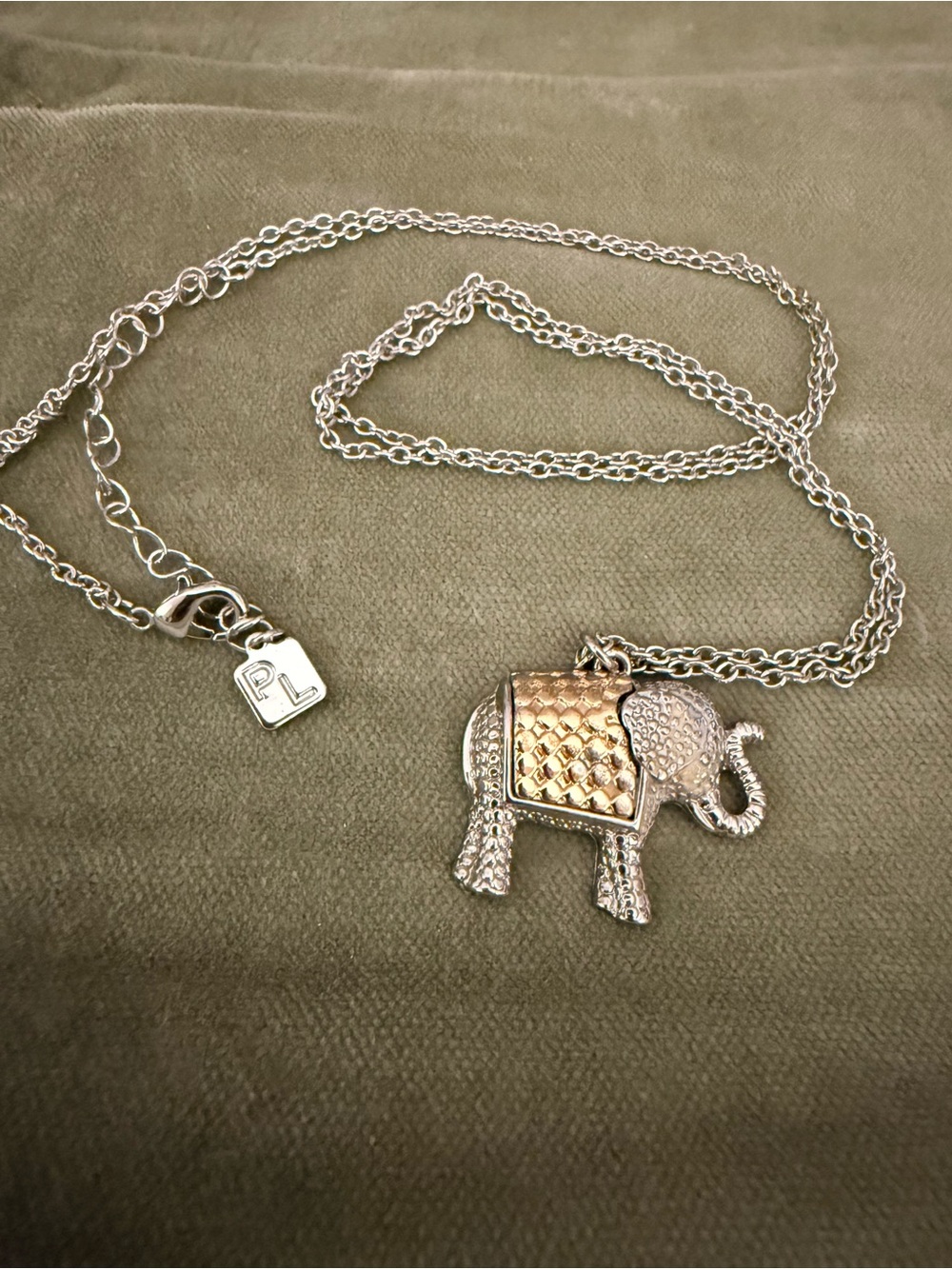 Park Lane Two-Tone Elephant Pendant Necklace — Silver & Gold Accents